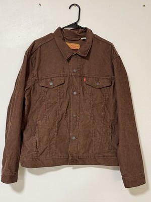 Levi Strauss & Co Brown Corduroy Trucker Jacket Men s Large Standard Button Up