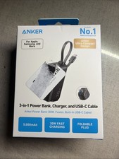 Anker - 3-in-1 Power Bank, Charger, and USB-C Cable - 30W - Built in USB-C Cable