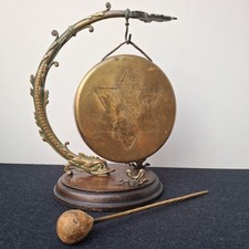 Vintage Antique Victorian Brass Oriental Serpent Dragon Dinner Brass Gong