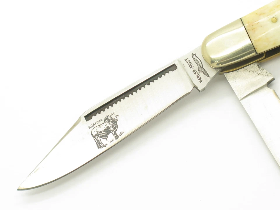 Vintage 1976-1978 Parker Frost Imai Seki Japan 4" Stockman Brahma Folding Knife - Image 3 of 4