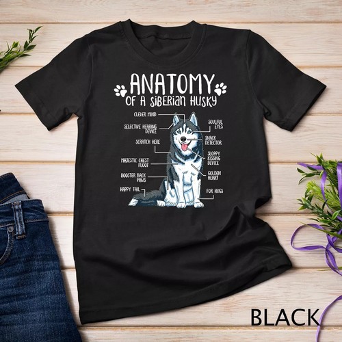 Lustiges T-Shirt Anatomie Siberian Husky Hundeliebhaber Geschenk Unisex T-Shirt
