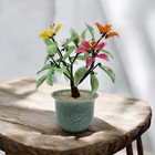 Vtg Chinese Jade Glass Leaves Flowers Bonsai Tree Green Celadon Pot As Is Read
