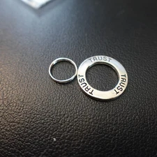 Trust Personalized Charm Silver Tone Circle Ring Engraved Affirmation Gift