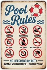 Pool Rules Swimming Pool Safety Tin Metal Signs Home D cor 8x12