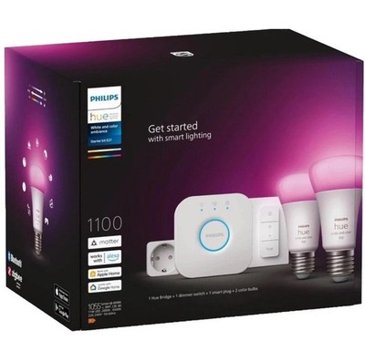 Philips Hue White & Color Ambiance Starter Set / Kit, 2x E27 + Dimmer + Bridge