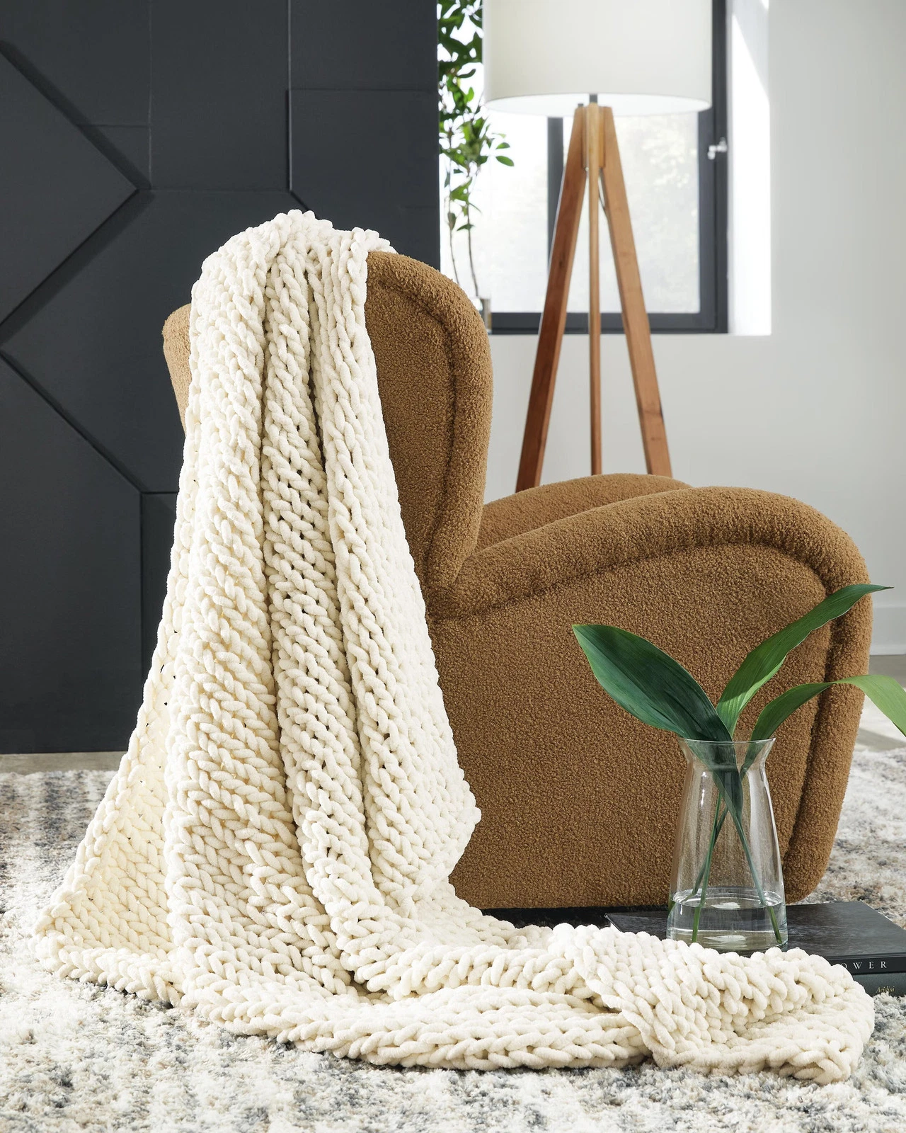 Signature Design by Ashley Chaddon Throw Blanket, Hand-Knitted Chenille