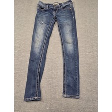 BKE Stella Skinny Jeans Women 26R Medium Wash Distressed Contrast Stitch 26x31.5