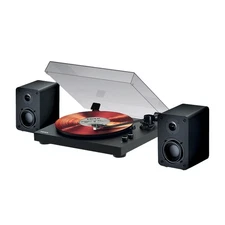 50-Watt Analog 5 2-Speed Belt-Drive Manual Vinyl Record Player with External...