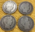 1907 P D O S Barber Half Dollar Set Of (4). FREE SHIPPING.