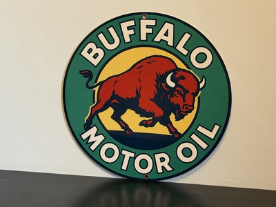 #ad Buffalo Motor Oil Gasoline Vintage Style Metal Sign HI GLOSS $23.00