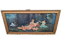 Bild Elfenreigen Engelbild schlafende Frau Schlafzimmer Rahmen gold 1920er