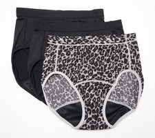 Breezies Set of 3 Leak Proof Hi-Cut Panties Black Pack 1X New