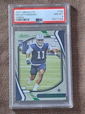 2021 Absolute Micah Parsons Green RC Rookie Football Card #158 Cowboys PSA 8. rookie card picture