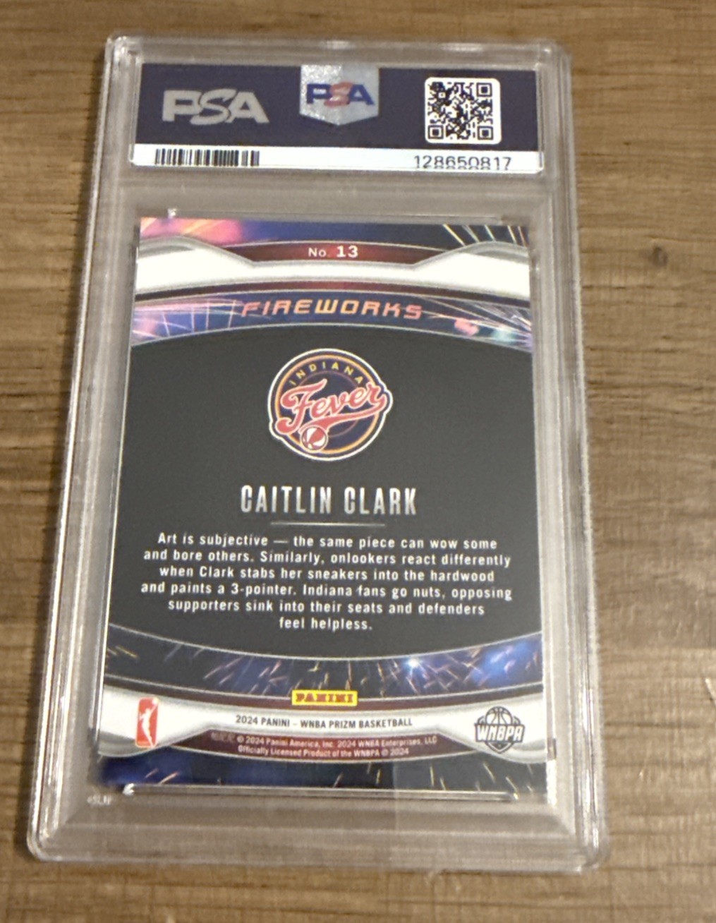 2024 Panini Prizm WNBA Caitlin Clark #13 Fireworks PSA 10 RC view 3