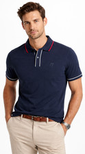 Nautica Mens Polo Shirt New XL Navy Blue Short Sleeve Collared Red White Stripe