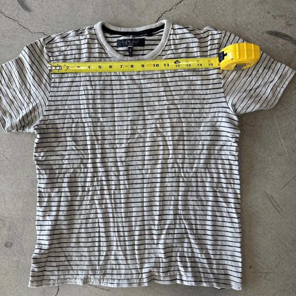 Camiseta Rag & Bone Para Hombre Azul Y Negro Rayas Talla Grande Valor $128 Foto 4 de 4