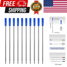 Blue Ink Refills 10pcs, Replaceable Pens Refills, 1mm Medium Tip - Blue