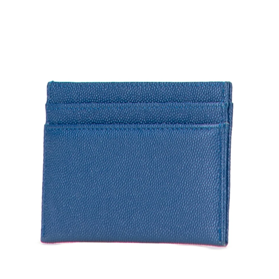 Portatarjetas Chanel CC de cuero azul caviar autenticado Foto 2 de 4