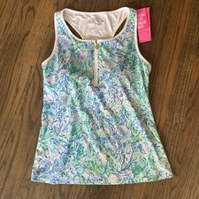 Lilly Pulitzer Canna Bra Tank Top UPF 50 Surf Blue Soleil It To Me Size Medium