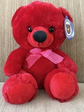 A A Global Plush Teddy Bear Stuffed Animal Soft Cuddle Toy 12  Red Ribbon Bow