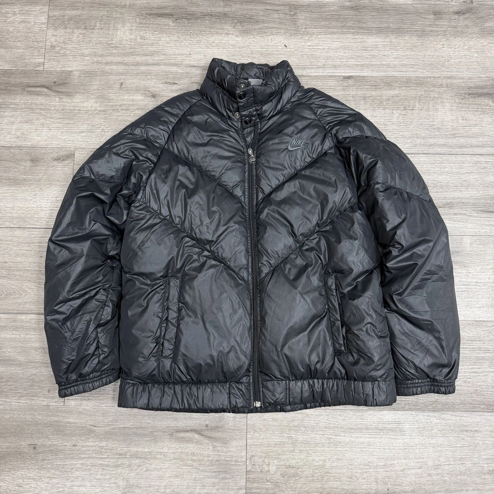 Vintage Down Puffer Jacket Nike Swoosh Y2K Sz XL Black 2000’s Outdoor Snow Ski