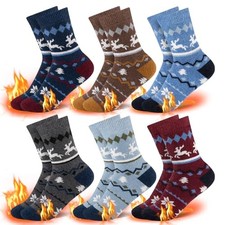 Kids Wool Socks for Boys Girls Winter Warm 7-10 Years Multicolor-a 6 Pairs