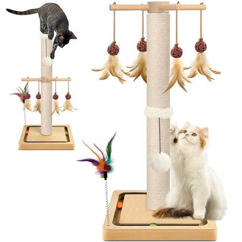 Cat Scratching Post, Sisal, Scratcher Tree Tower for Indoor Cats Adults with ...