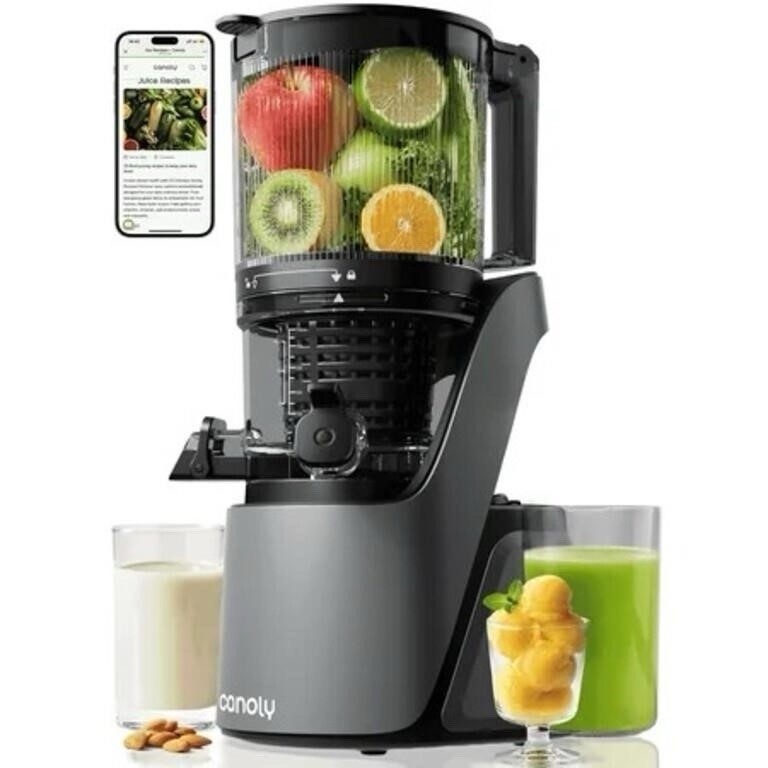 Canoly C16 Cold Press Juicer 6&rdquo; Extra Wide Feed Chute Slow Juicer 3-in-1