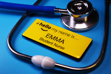 Personalised Yellow Hello my name is resin finish premium NHS name badge