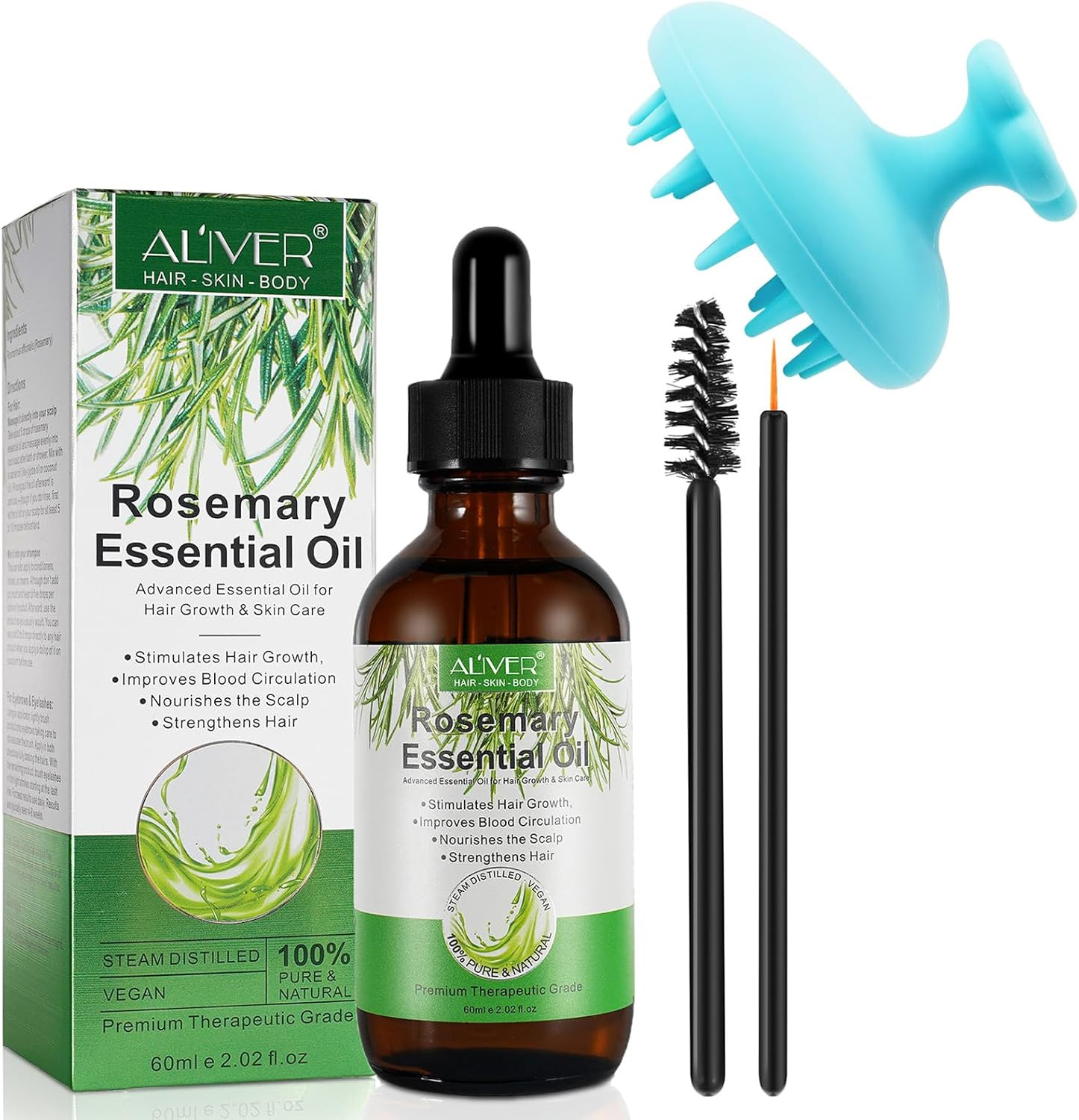 Kit Olio Rosmarino per Capelli con Massaggiatore - Offerta Limitata