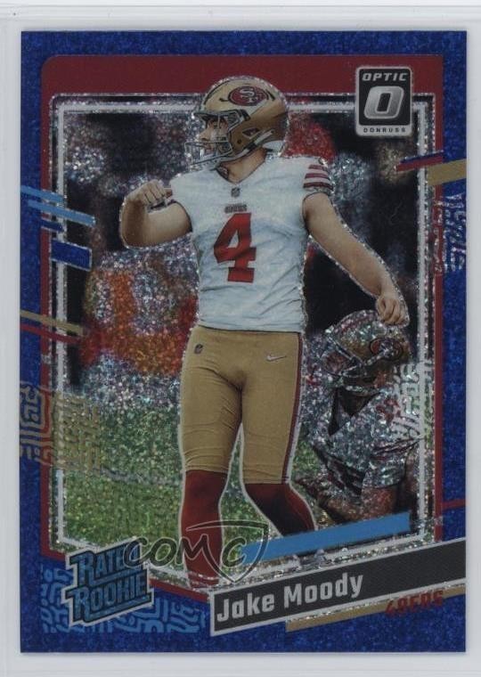 2023 Panini Donruss Optic Rated Rookie Blue Glitter Prizm Jake Moody #289 0h6w