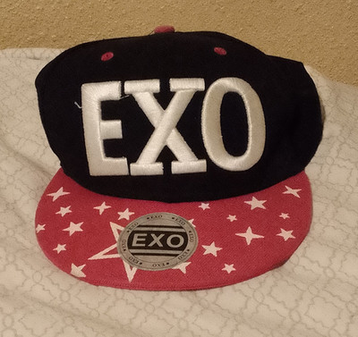 EXO K-Pop Star Pattern Snapback Cap Hat Black Pink White Unisex One Size