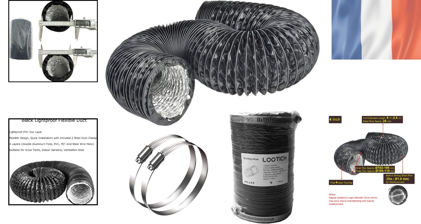 Tuyau d'aération flexible 102mm en PVC étanche anti-déchirure - 2