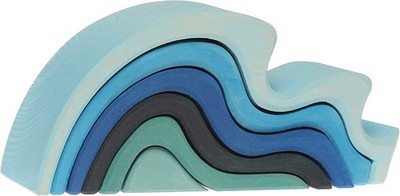 GRIMM'S Water Wave Large Wooden Blocks, Blue