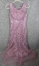 Dusty Rose Pink Sequin Shimmer Mermaid Dress Sz 8 Tulle Formal Prom Long Fitted