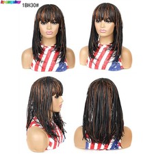 Short Box Braids Wigs for Black Women Braided Wig With Bangs Synthetic Full Wigs