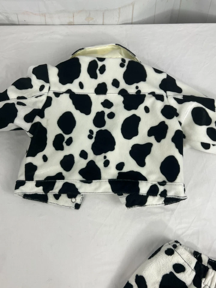 Conjunto de chaqueta y falda con estampado de vaca de piel sintética talla 18M para niñas y niños Foto 2 de 4