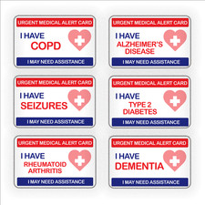 Urgent Medical Alert Card | PVC Medical Condition Cards | UK SELLER