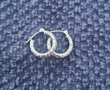 14k white gold petite hoop earrings
