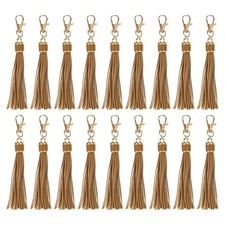 18pcs PU Leather Tassels 5.9 Inch Keychain Charm with Lobster Swivel Coffee