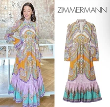 ZIMMERMANN LOLA PAISLEY MIDI DRESS SIZE 0/AU8/US4