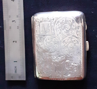 1938 Birmingham Silber 70grm Zigarettenetui geätzt Blumengravur J Rose