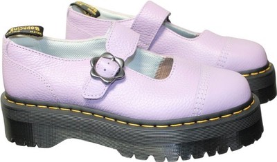 Dr. Martens Addina Flower Damen Plateau Mary Jane Schnalle Schuhe In Flieder Uk 7