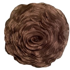 Vintage Boudoir Rose Shape Throw Pillow Chocolate Color Tulle/ Velvet, 15  