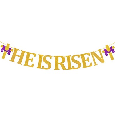 HE is Risen Banner Easter Party Decorations Religious Holiday Supplies Pre-St...