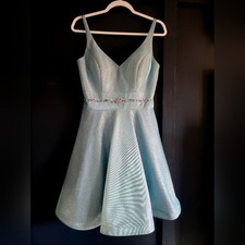 Ellie Wilde Mon Cheri Sleeveless Beaded Fit Flare A-line Glitter Mini Dress 8