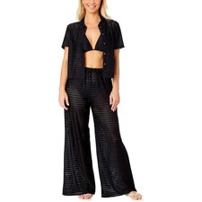 NEW Hurley 2 pack Women's XL Black Button-Up Eyelet Swim Cover Up L1126