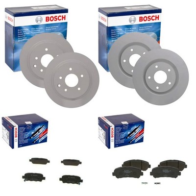 BOSCH BREMSSCHEIBEN + BELÄGE VORNE + HINTEN passend für NISSAN QASHQAI J10