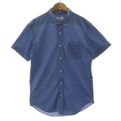 Nolley's DRY MASTER Short Sleeve Button Shirt Men L Blue Cotton Polyester