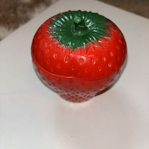 Vintage Hazel Atlas Strawberry Jam Jar Lid Storage Milk glass Kitchen Decor - Picture 3 of 8